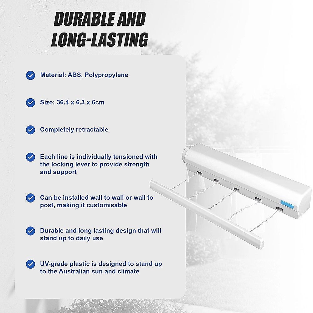 Retracting Clothesline 6 Line 39m Hanging Space Hanger