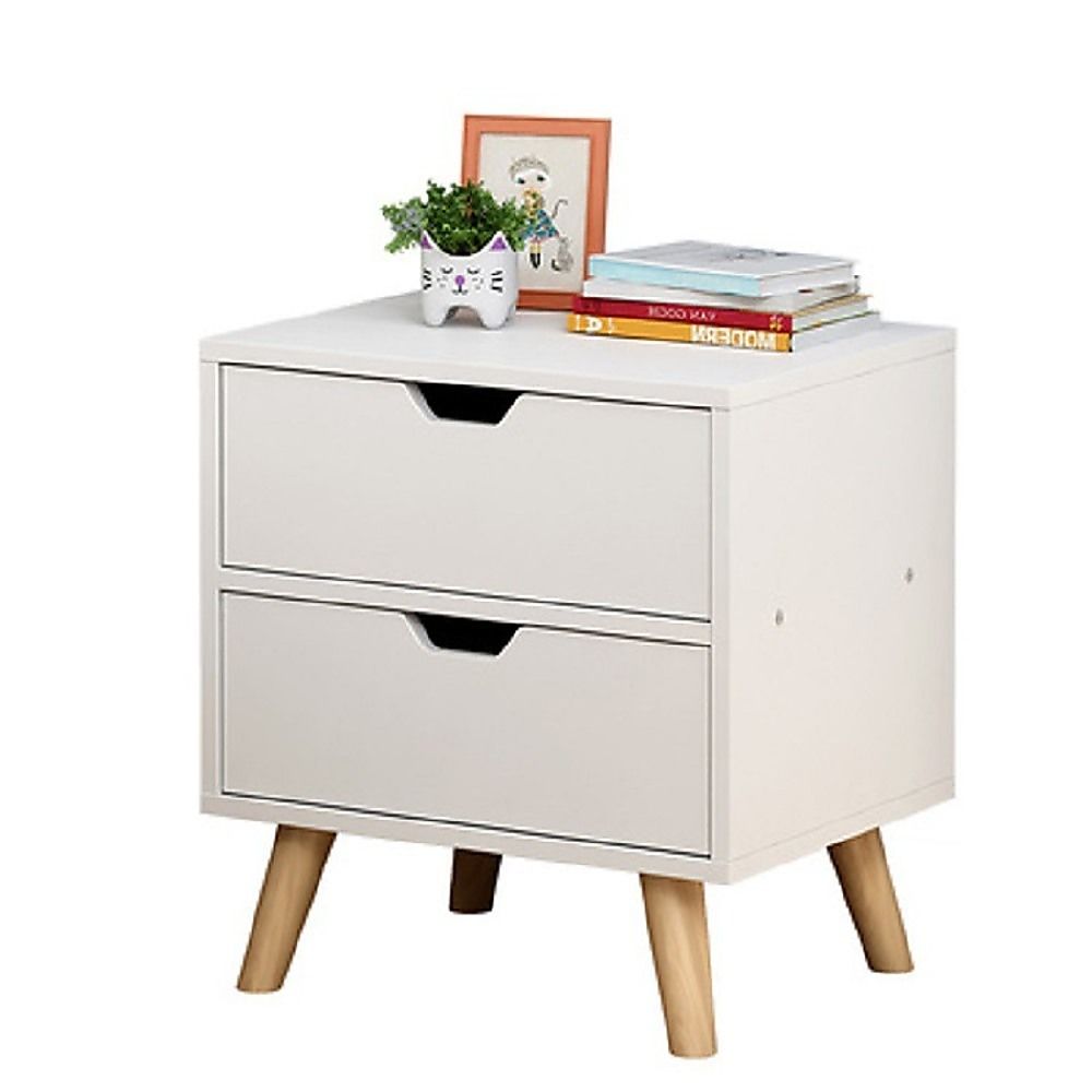 Bedside Table Drawers Side Nightstand White Storage Cabinet Wood