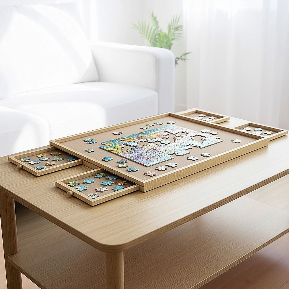 Jigsaw Puzzle Table Board Wooden Storage Tray for Adults and Kids