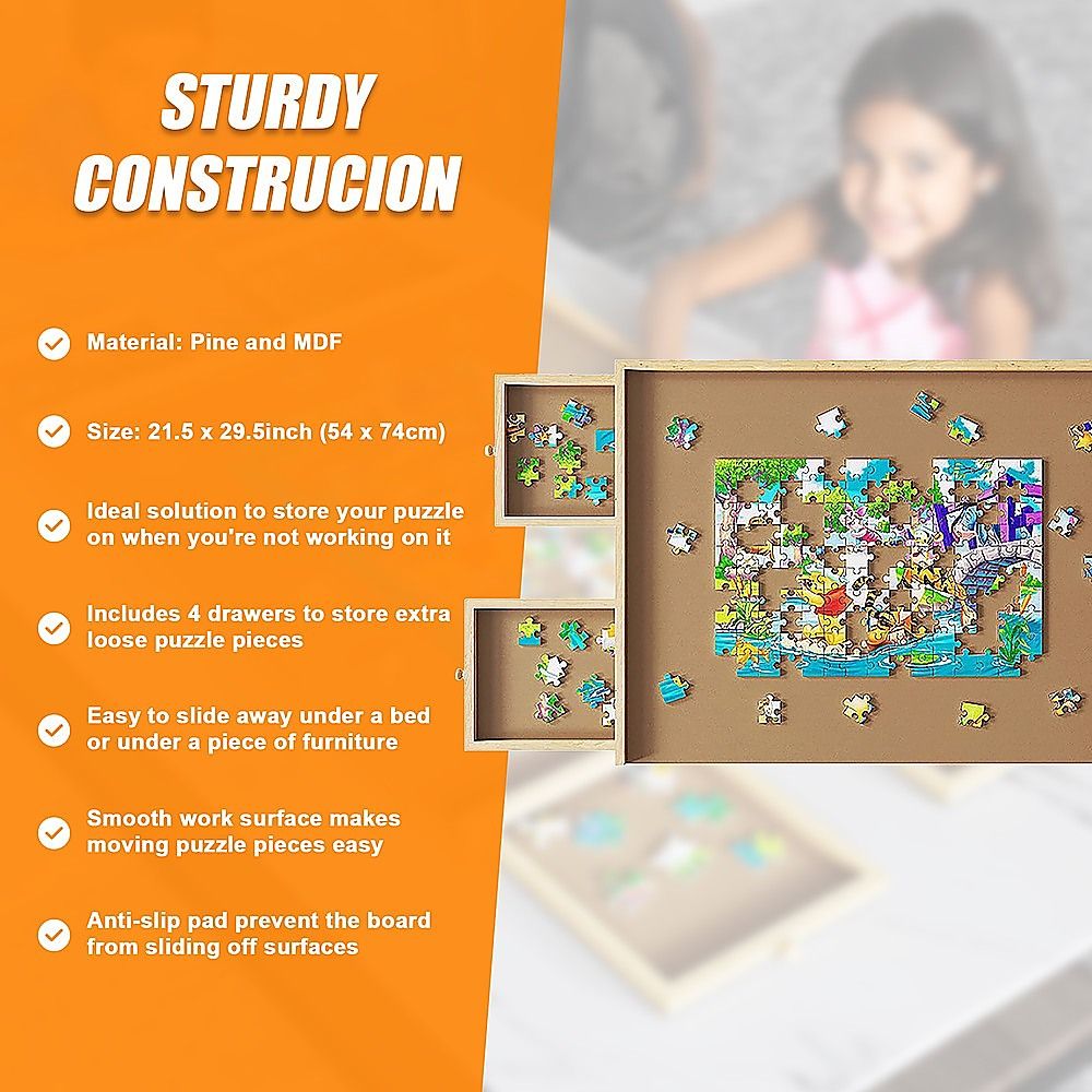 Jigsaw Puzzle Table Board Wooden Storage Tray for Adults and Kids