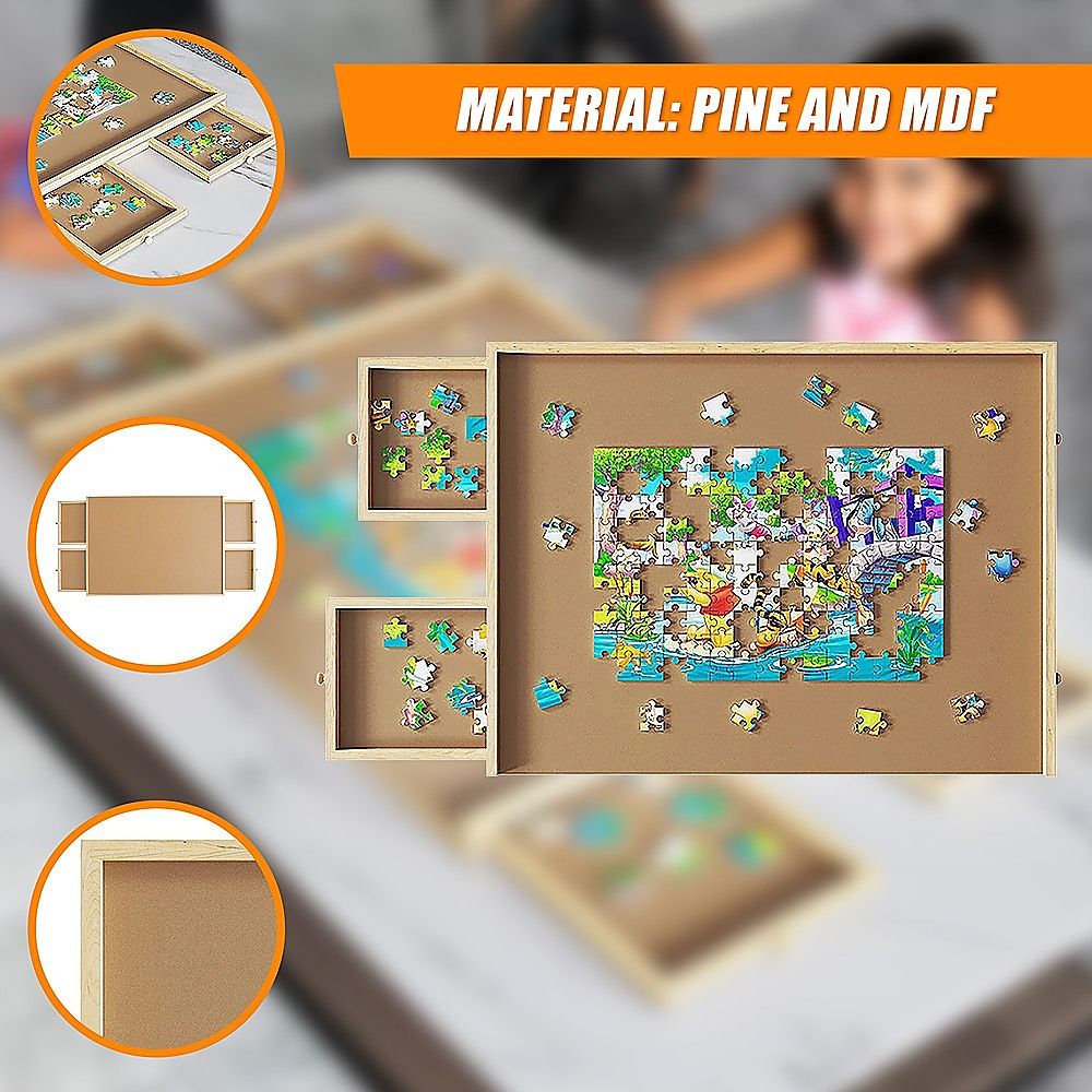 Jigsaw Puzzle Table Board Wooden Storage Tray for Adults and Kids