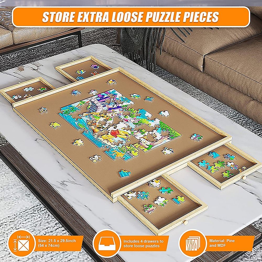 Jigsaw Puzzle Table Board Wooden Storage Tray for Adults and Kids