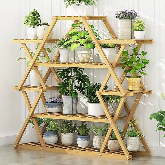 Bamboo Multilayer Flower Plant Bonsai Rack Shelf Stand - Porch Lawn Patio