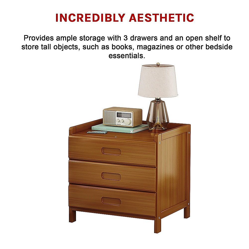 Bamboo Bedside Table Nightstand Storage for Bedroom Sofa Side Stand