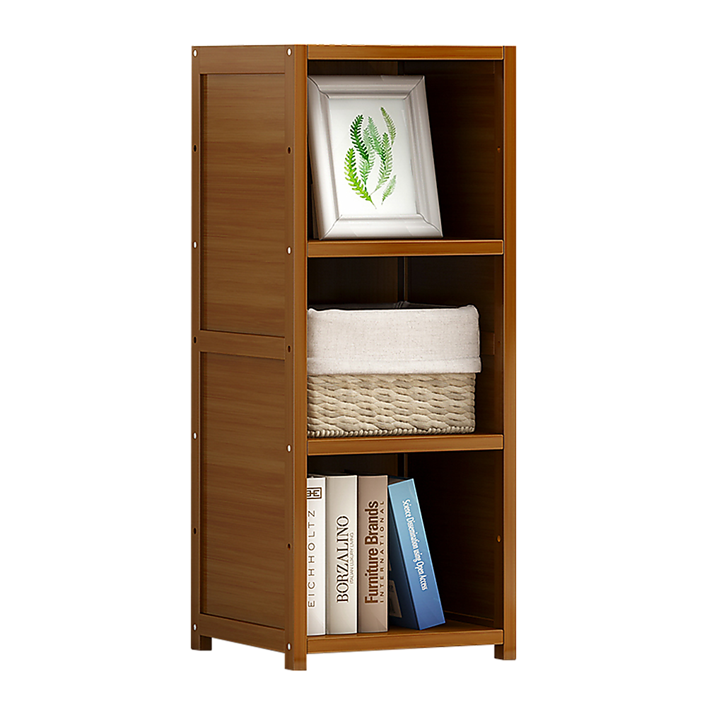 Bamboo Adjustable Shelf Bookcase Display Storage Rack Stand for Living Room and Bedroom