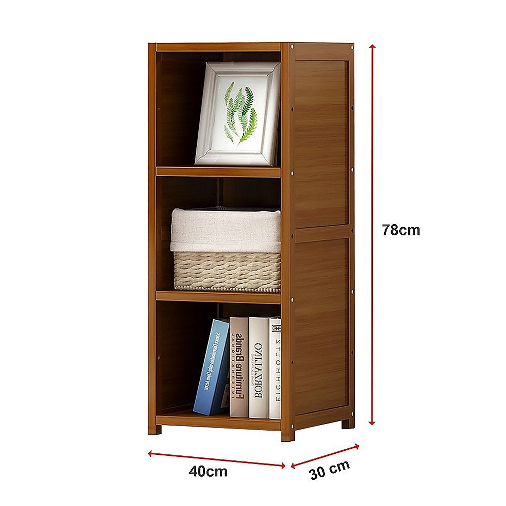 Bamboo Adjustable Shelf Bookcase Display Storage Rack Stand for Living Room and Bedroom