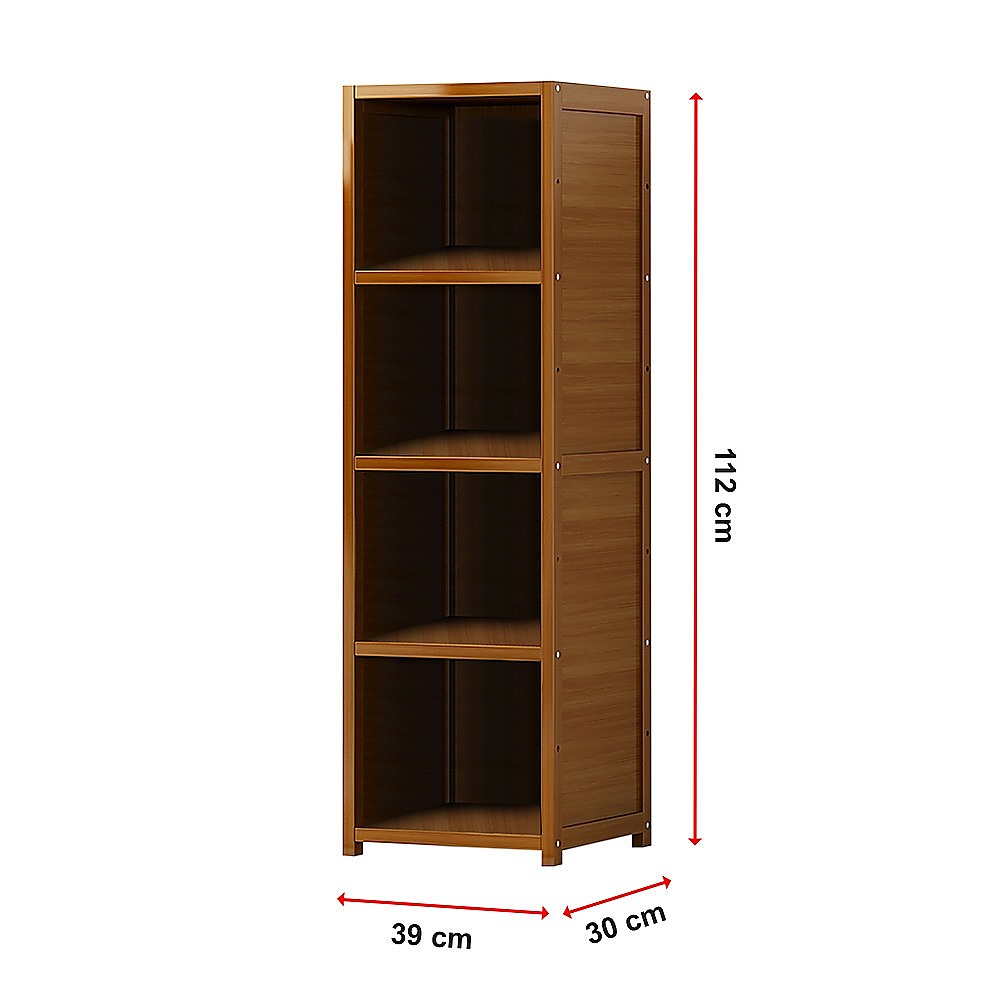 Bamboo Shelf Bookcase Display Storage Rack Stand for Living Room and Bedroom