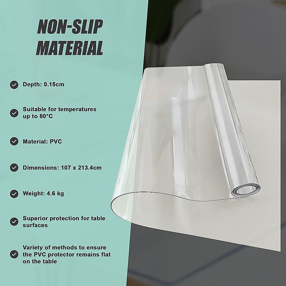 PVC Tablecloth Protector 107x213.4CM Clear Plastic Transparent Cover