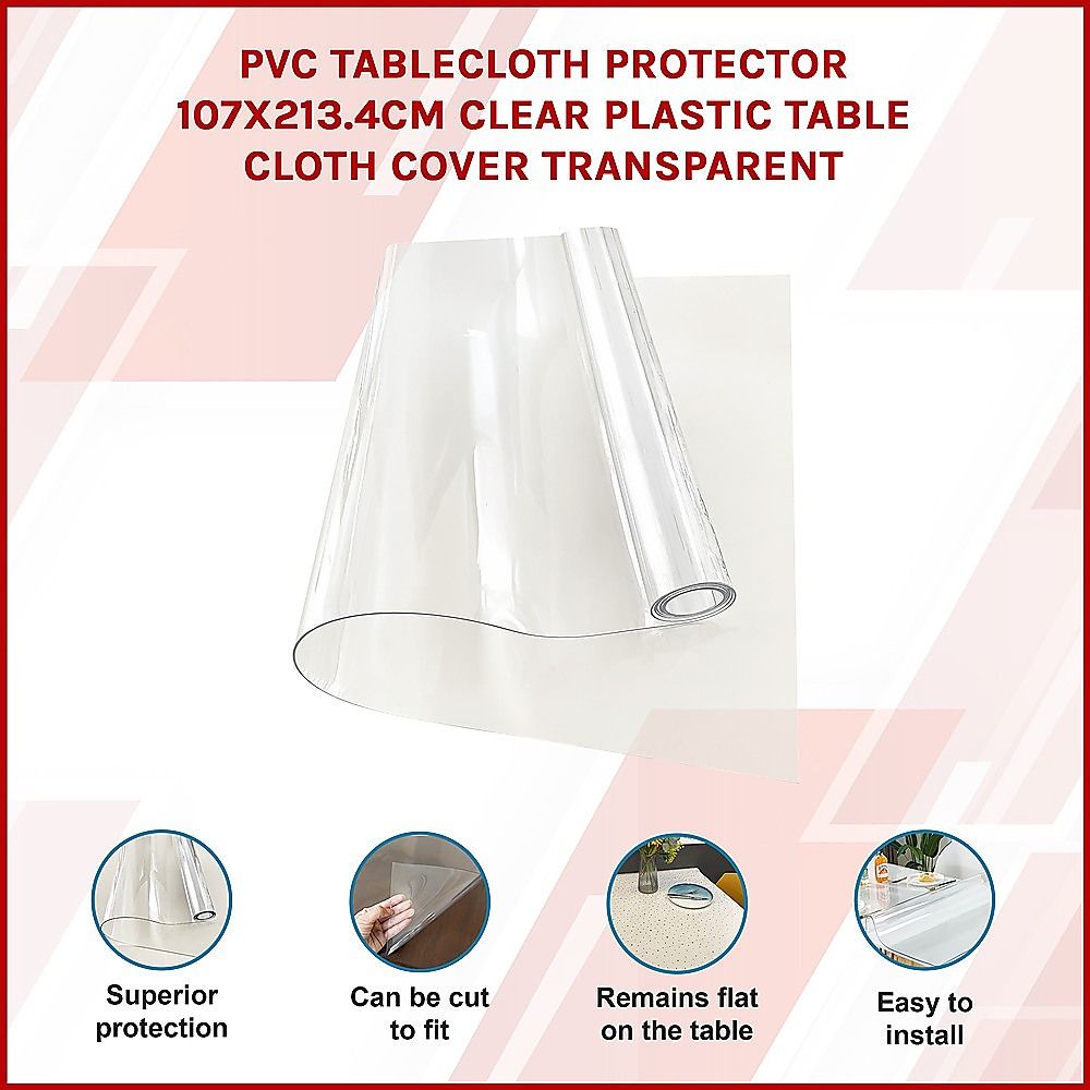 PVC Tablecloth Protector 107x213.4CM Clear Plastic Transparent Cover