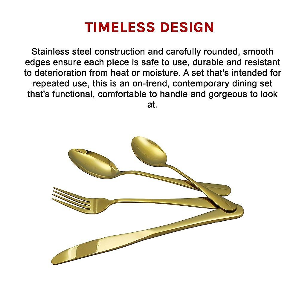 Gold Cutlery Flatware Set 24-Piece Stainless Steel Silverware with Reflective Mirror Finish