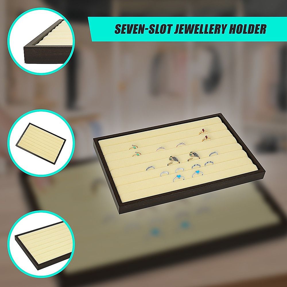 Velvet Ring Earring Tray 7 Slot Jewellery Storage Display Stackable