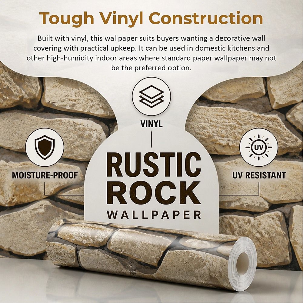 Rustic Rock Brick Wallpaper Self-Adhesive Peel and Stick