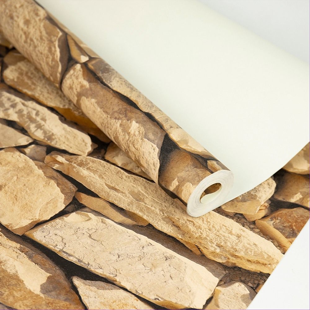 Rustic Rock Brick Wallpaper Self-Adhesive Peel and Stick