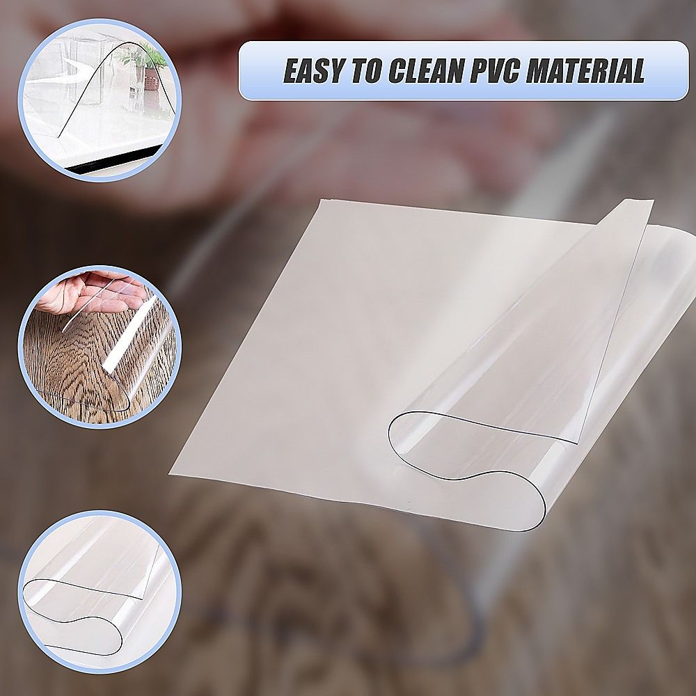 PVC Tablecloth Protector Dining Table Cover 2134x1070mm 1.5mm Plastic