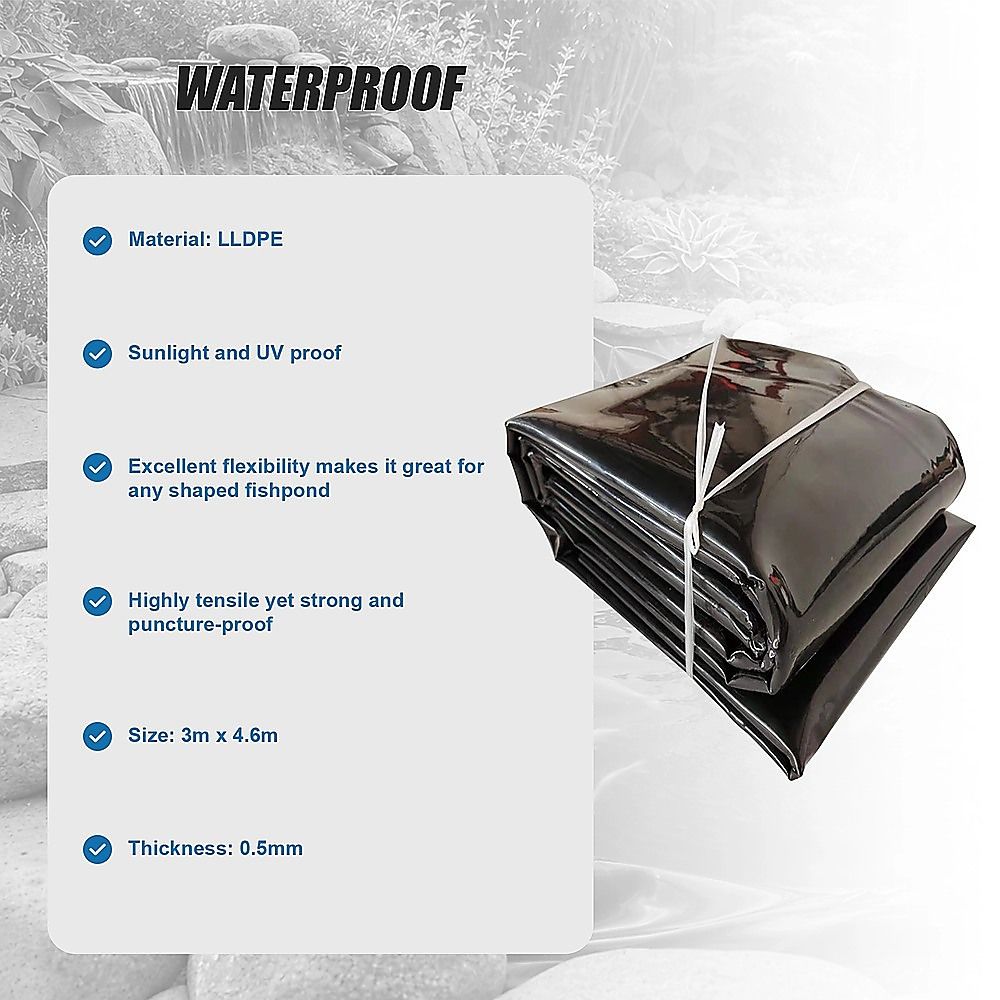 Fish Pond Liner 3 x 4.6m x 0.5mm Garden Pool Membrane Reinforced