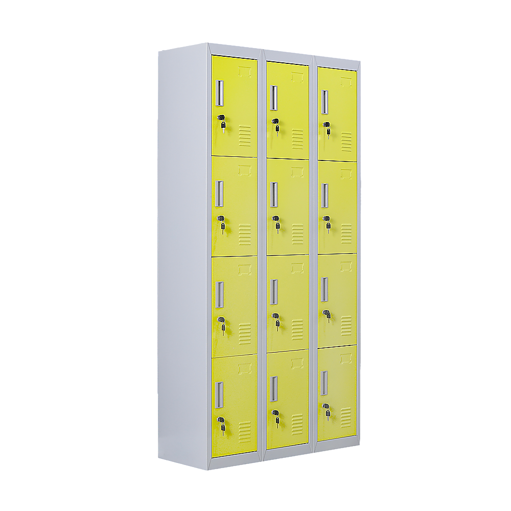 12-Door Locker for Office Gym Shed School Home Storage - Standard Lock with 2 Keys