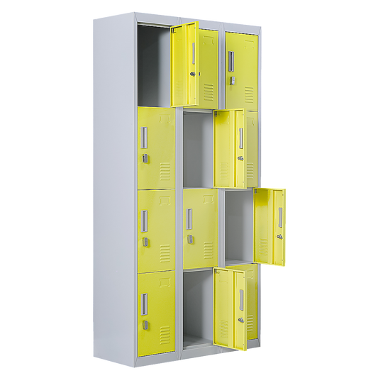 12-Door Locker for Office Gym Shed School Home Storage - Padlock-operated