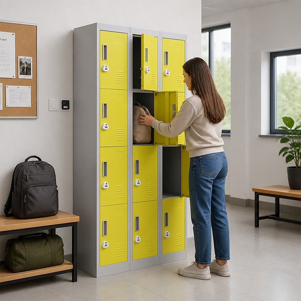 12-Door Locker for Office, Gym, Shed, School, Home Storage - 3-Digit Combination Lock