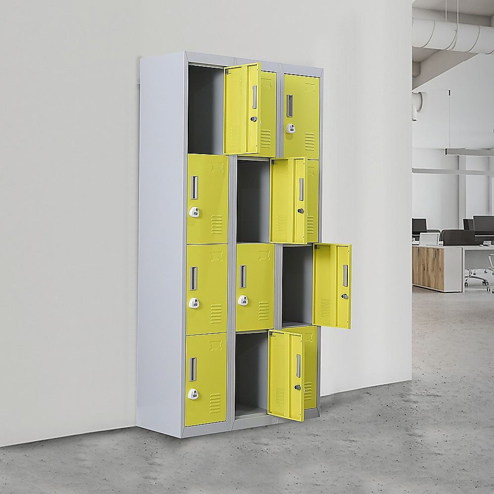 12-Door Locker for Office, Gym, Shed, School, Home Storage - 3-Digit Combination Lock