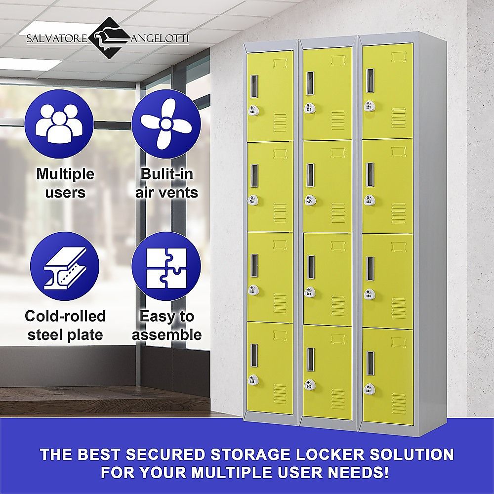 12-Door Locker for Office, Gym, Shed, School, Home Storage - 3-Digit Combination Lock