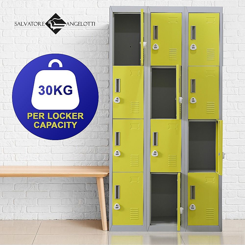 12-Door Locker for Office, Gym, Shed, School, Home Storage - 3-Digit Combination Lock