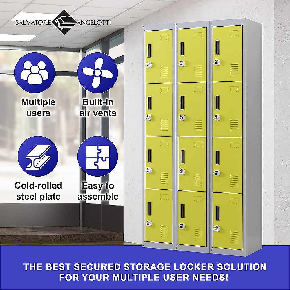 12-Door Locker for Office Gym Shed School Home Storage - 3-Digit Combination Lock