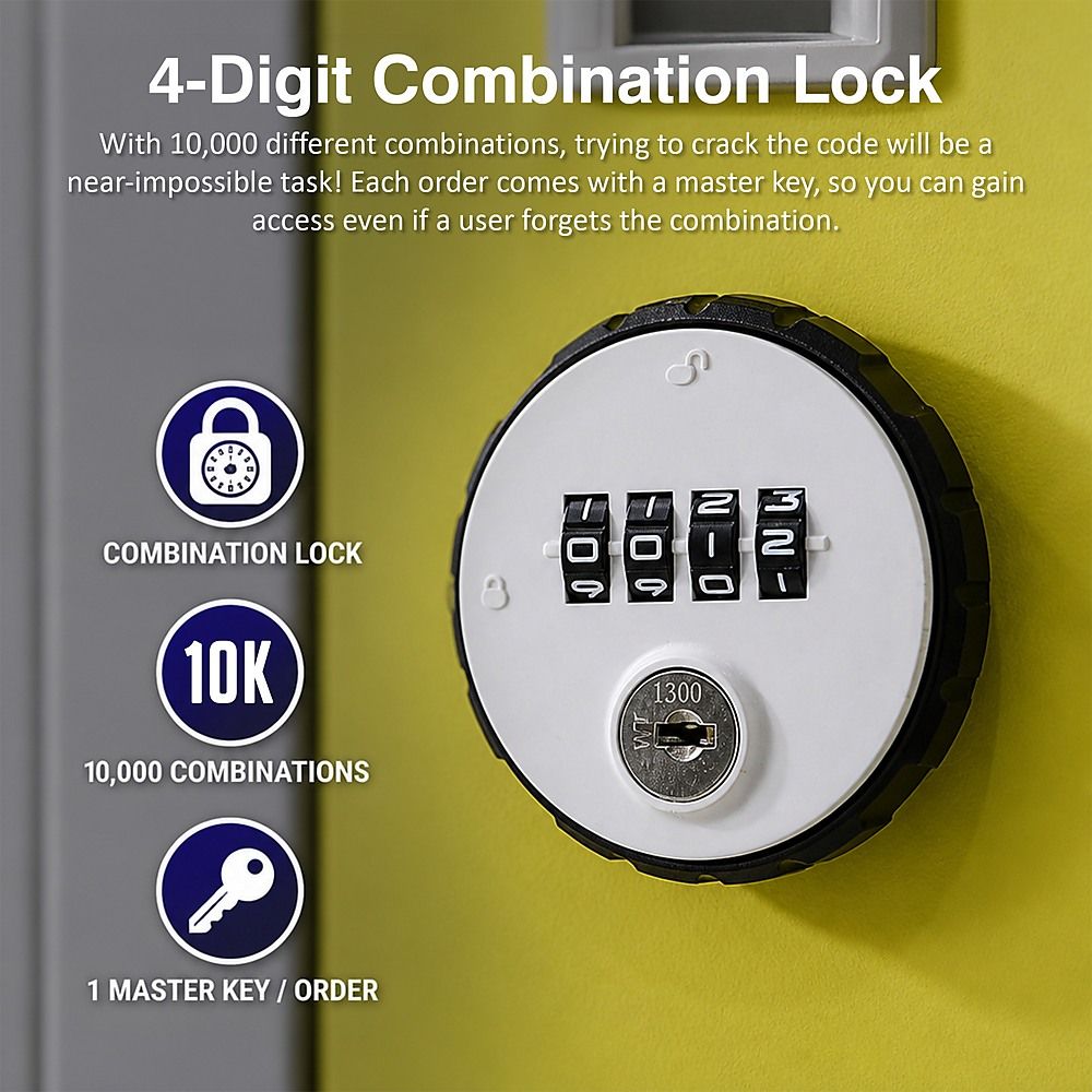 12-Door Locker for Office, Gym, Shed, School, Home Storage - 4-Digit Combination Lock