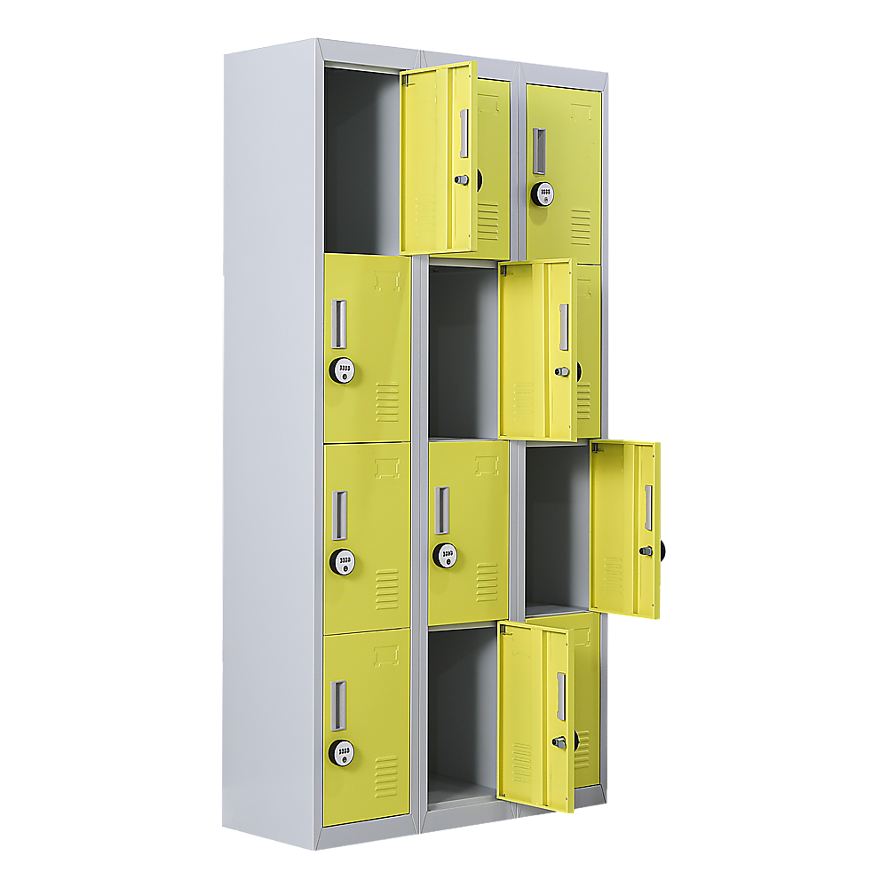 12-Door Locker for Office Gym Shed School Home Storage - 4-Digit Combination Lock