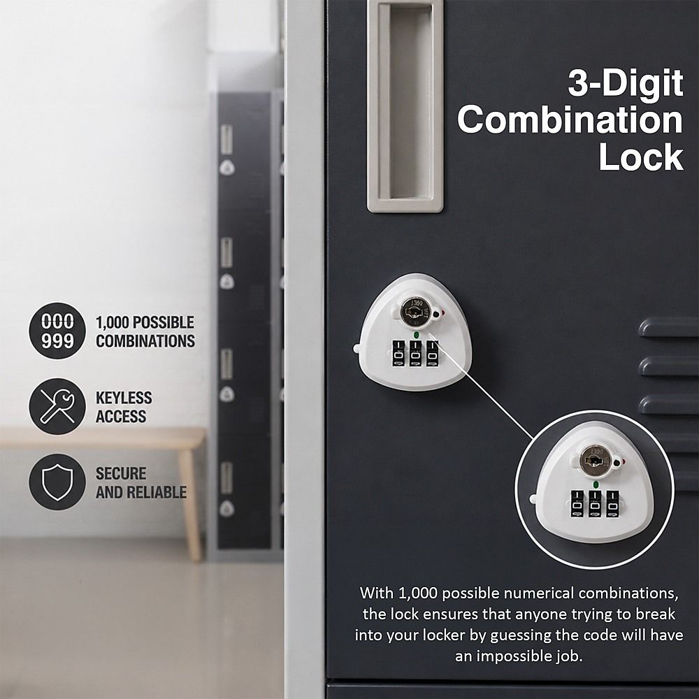 12-Door Steel Locker – Grey with Charcoal Door, 3-Digit Combination Lock