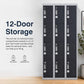 12-Door Steel Locker – Grey with Charcoal Door, 3-Digit Combination Lock