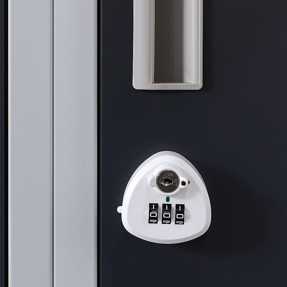 12-Door Steel Locker – Grey with Charcoal Door, 3-Digit Combination Lock