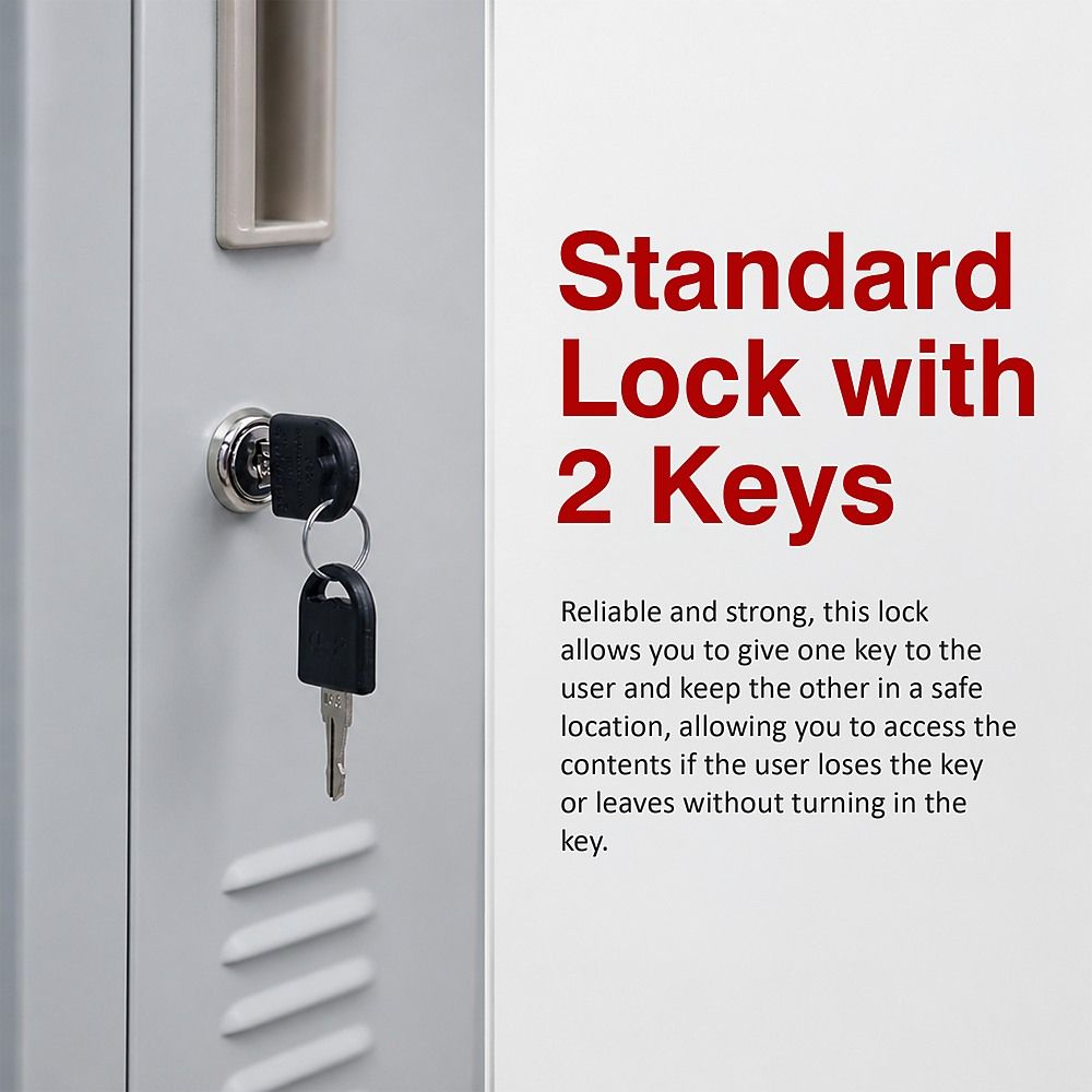 12-Door Steel Locker – Grey, Standard Lock with 2 Keys