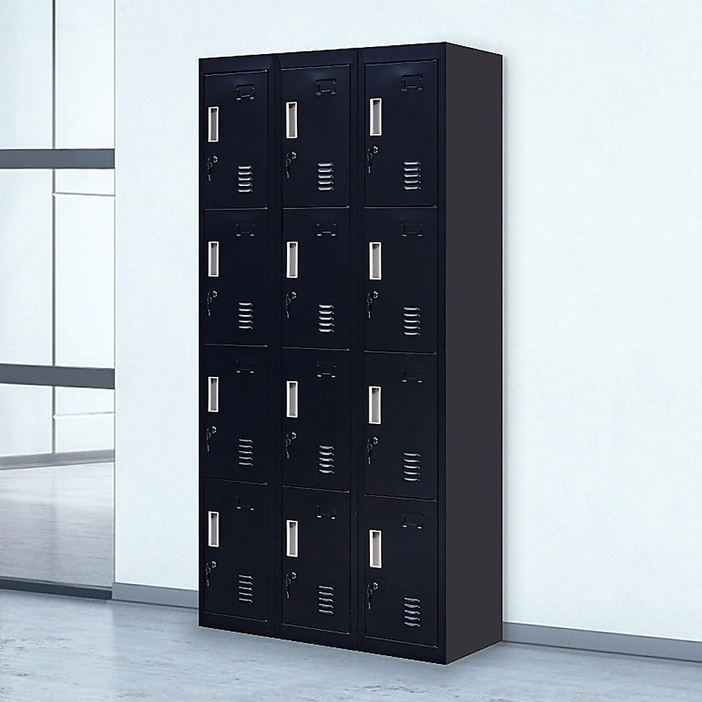 12-Door Locker for Office Gym Shed School Home Storage - Standard Lock with Keys