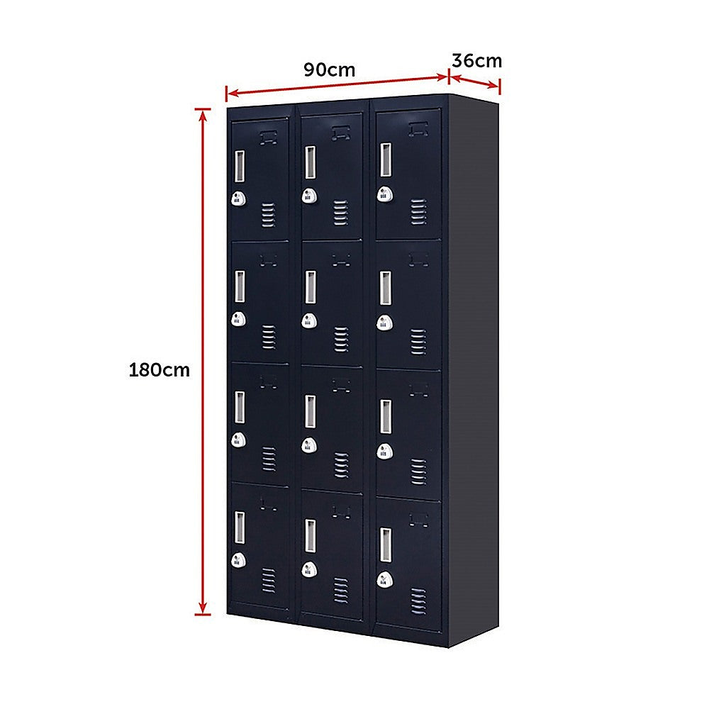 12-Door Locker for Office Gym Shed School Home Storage - 3-Digit Combination Lock