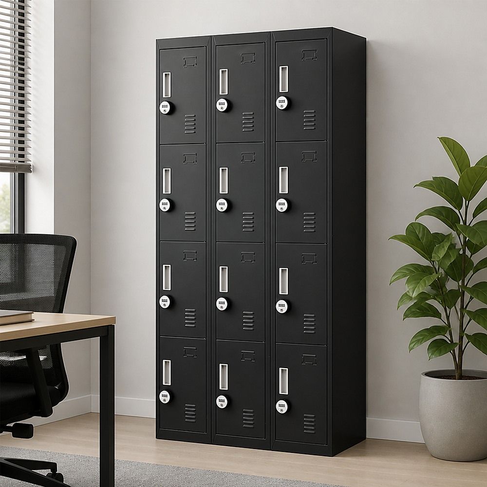 12-Door Locker for Office, Gym, Shed, School, Home Storage - 4-Digit Combination Lock