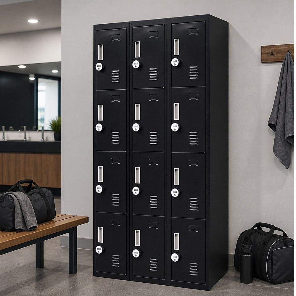 12-Door Locker for Office, Gym, Shed, School, Home Storage - 4-Digit Combination Lock