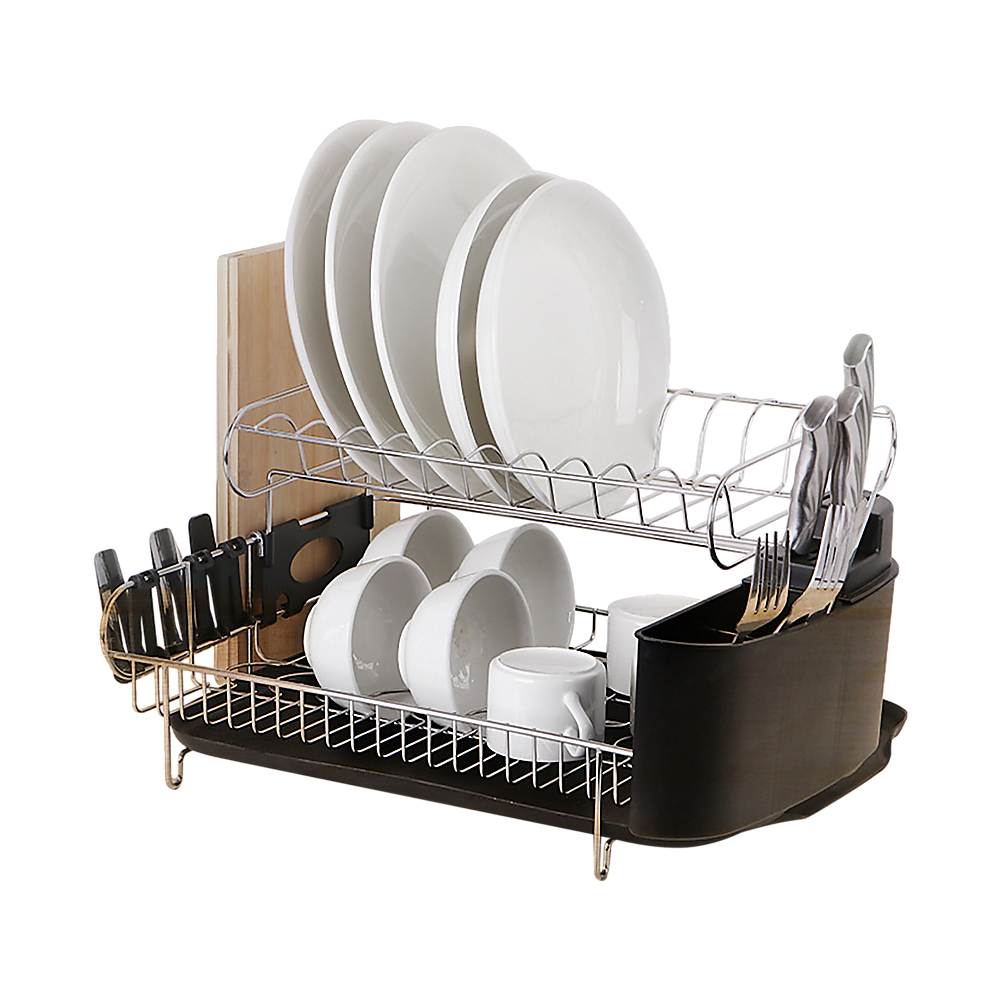 Dish Drying Rack Drainer Cup Plate Holder Cutlery Tray Kitchen Organizer