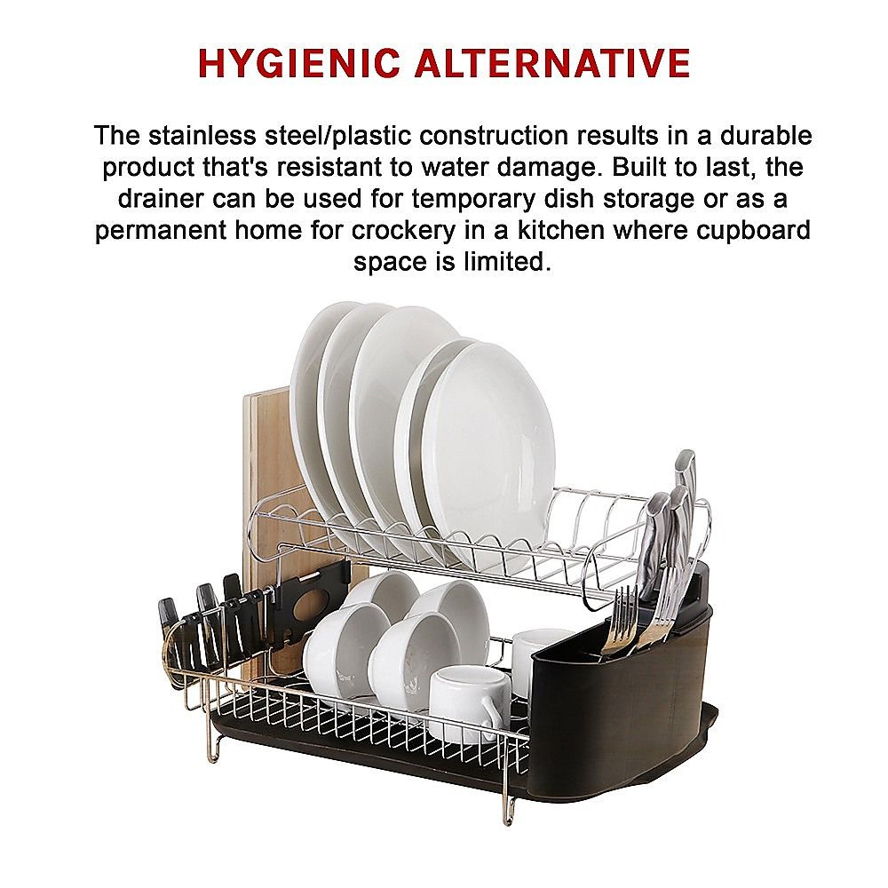 Dish Drying Rack Drainer Cup Plate Holder Cutlery Tray Kitchen Organizer