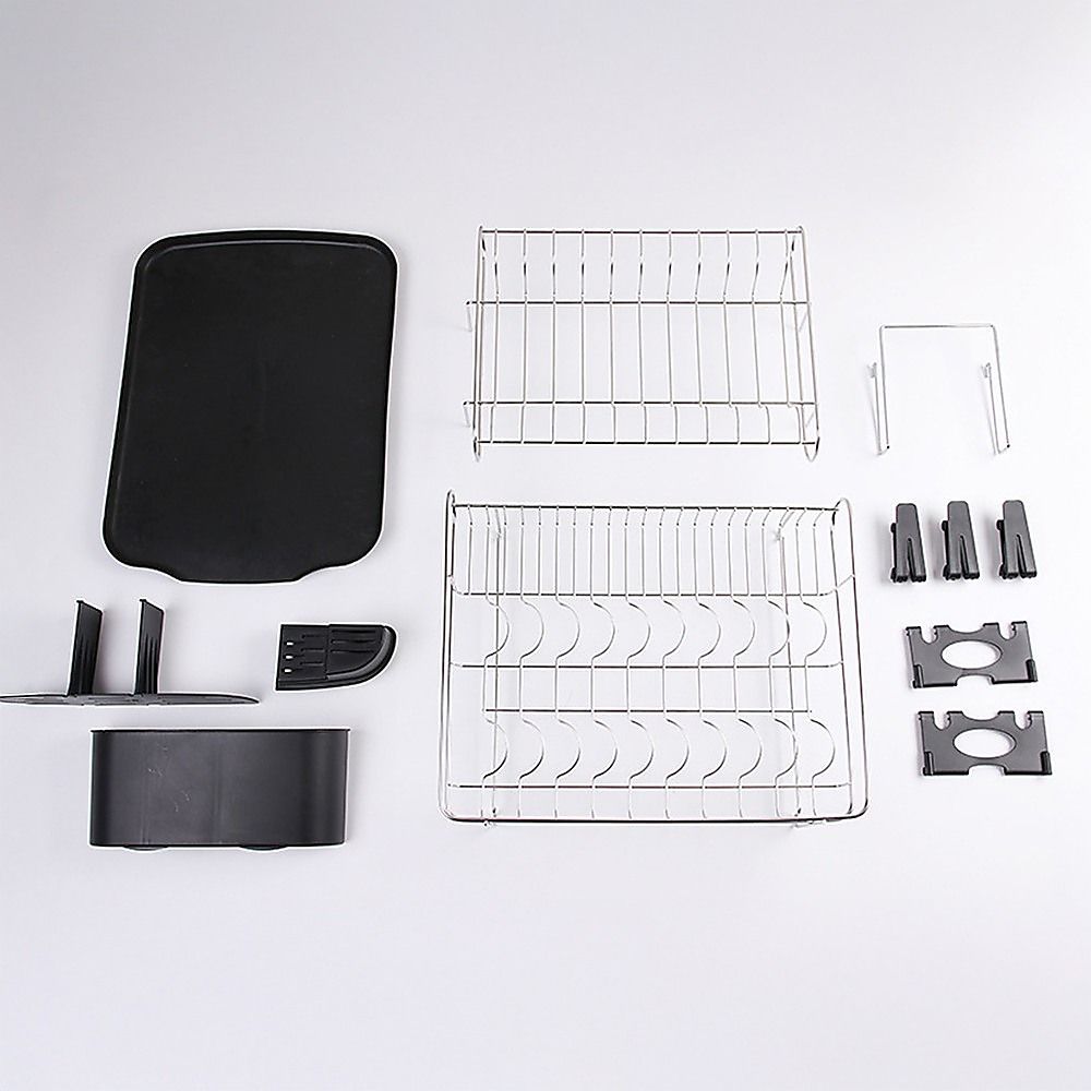 Dish Drying Rack Drainer Cup Plate Holder Cutlery Tray Kitchen Organizer