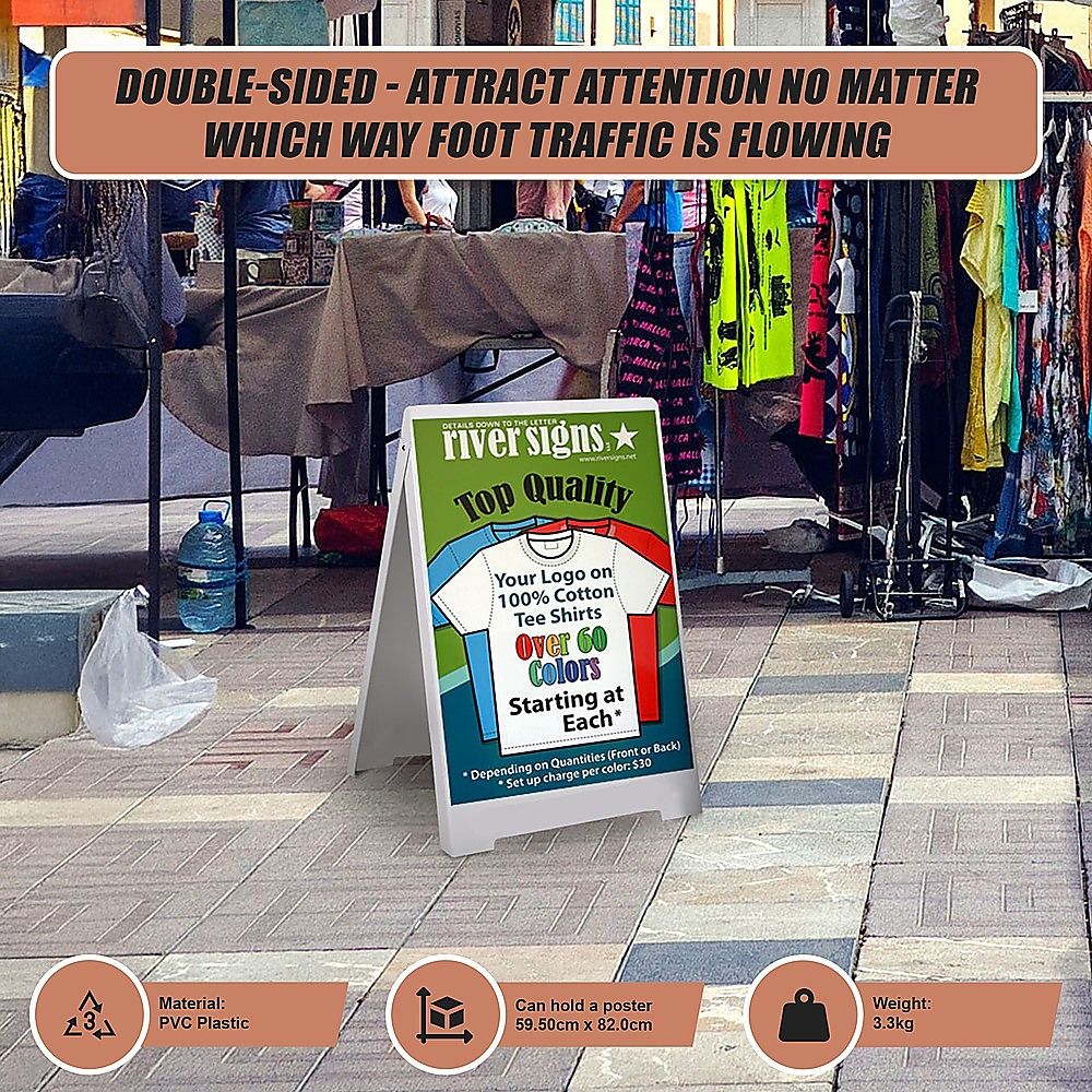 Sidewalk A-Frame Sign Double-Sided Sandwich Board for Graphic Plastic Panels