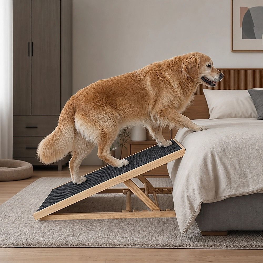 Dog Pet Ramp Foldable Adjustable Height Stair for Bed Sofa Car - 100cm