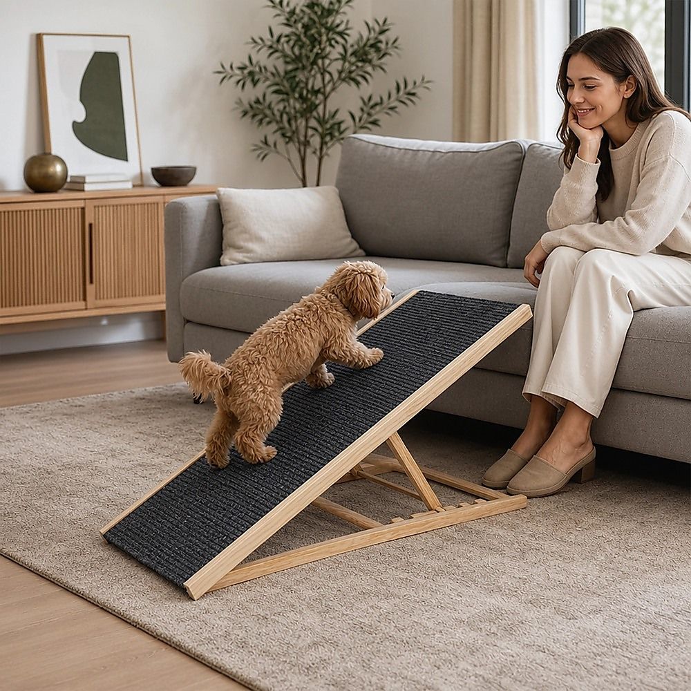 Dog Pet Ramp Foldable Adjustable Height Stair for Bed Sofa Car - 100cm
