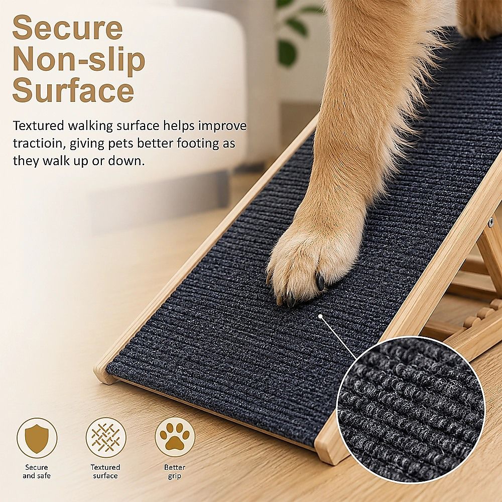 Dog Pet Ramp Foldable Adjustable Height Stair for Bed Sofa Car - 100cm