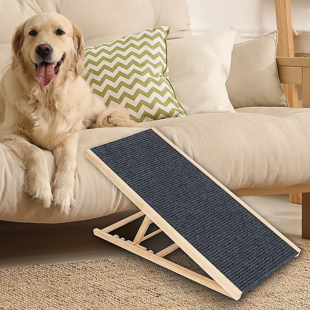 Dog Pet Ramp Foldable Adjustable Height Stair for Bed Sofa Car - 100cm