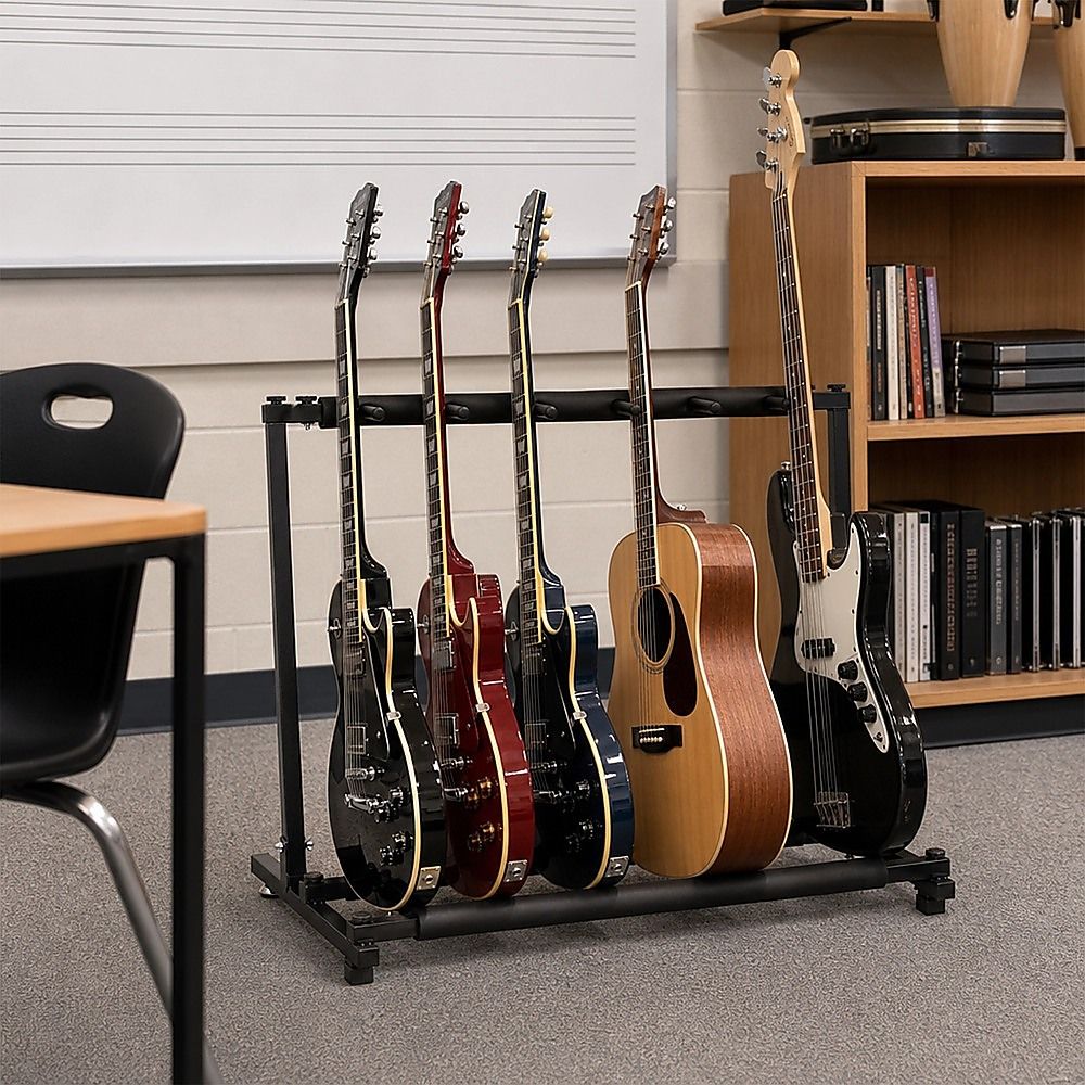 Guitar Stand 5 Holder Guitar Folding Stand Rack Band Stage Bass Acoustic Guitar