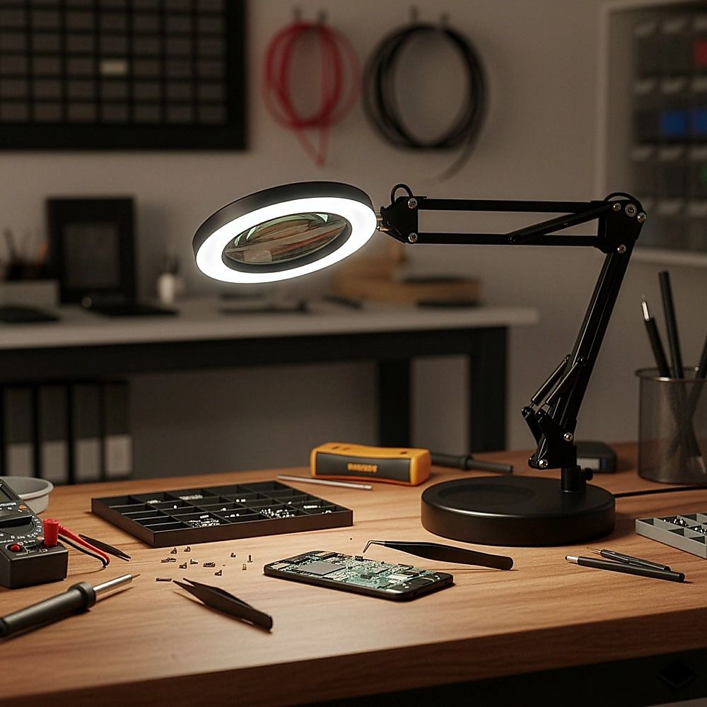 Magnifying Glass Desk Light with Magnifier LED Lamp Reading Lamp
