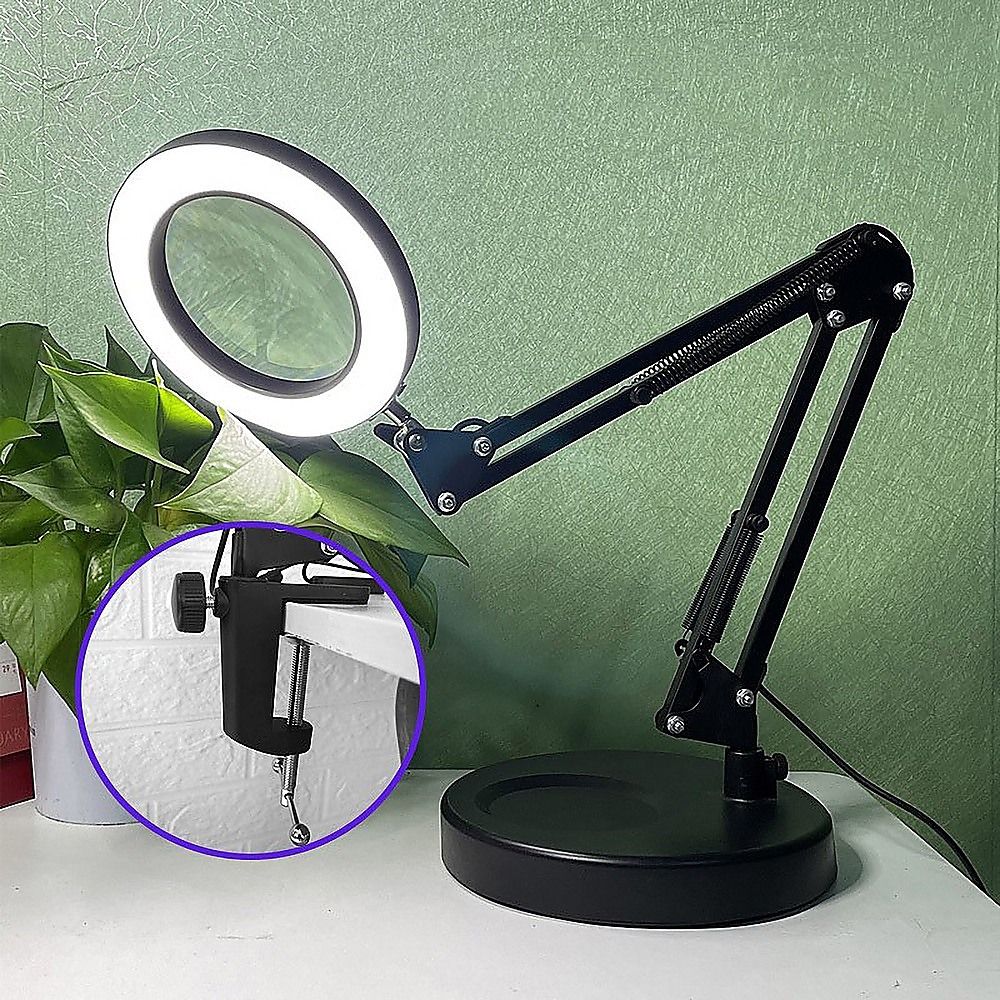 Glass Desk Light Magnifier LED Lamp Reading Magnifying