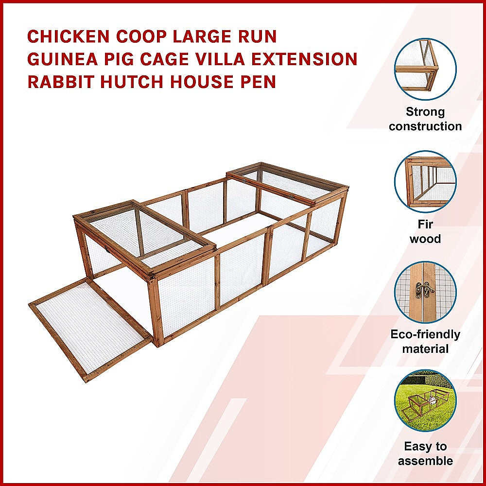 Chicken Coop Large Run - Guinea Pig Cage Villa Extension Rabbit Hutch House Pen