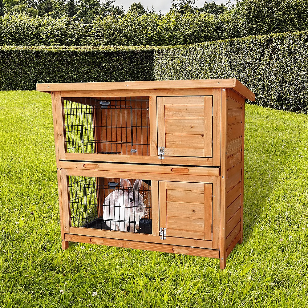 Large Rabbit Hutch with Base - Chicken Coop 2-Storey Guinea Pig Pet Cage House