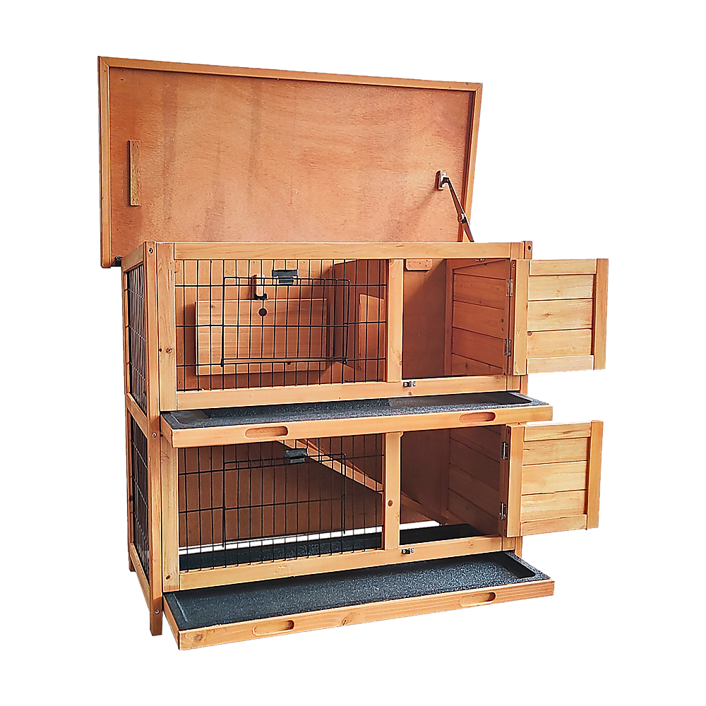 Large Rabbit Hutch with Base - Chicken Coop 2-Storey Guinea Pig Pet Cage House